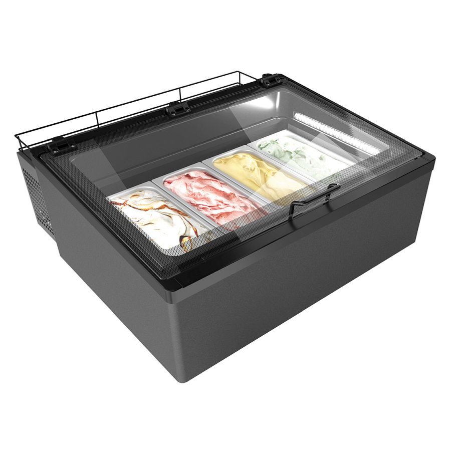 Auftisch-Vitrine - MINI CREAM 4V LED GRAU
